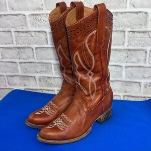 |•FREEBIRD BY STEVEN•| ZION in Whiskey Cowboy Boots Western Boho Size 8